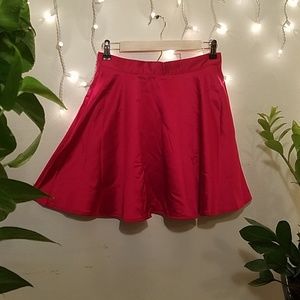 Shiny red skater skirt with POCKETS!